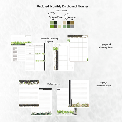 Undated Discbound Monthly Planner | Arbor Designs