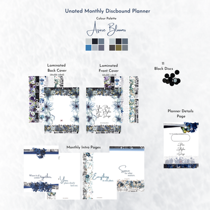 Undated Discbound Monthly Planner | Azure Blooms