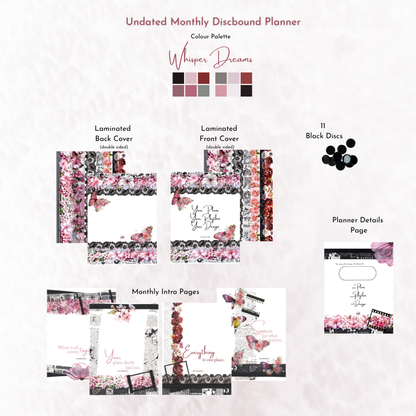 Undated Monthly Discbound Planner | Whisper Dreams