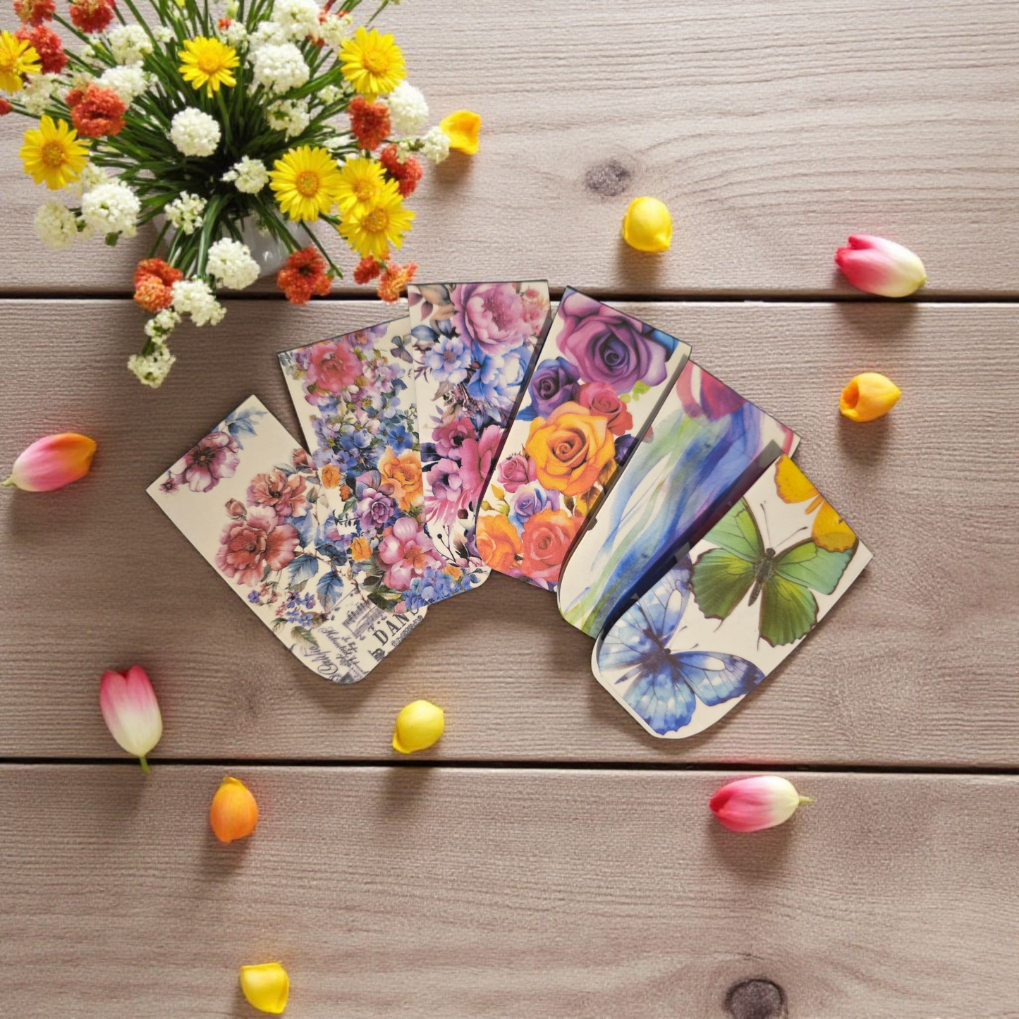 Celestial Blooms magnetic planner bookmarks by dream.design.bloom, colourful rainbow discbound planner accessories with boutique detailing