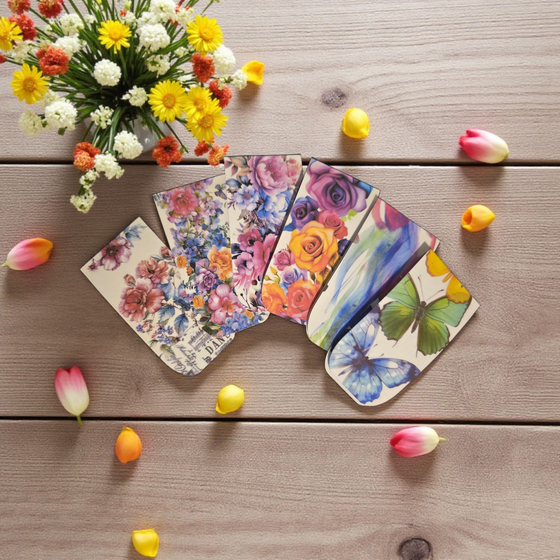 Celestial Blooms magnetic planner bookmarks by dream.design.bloom, colourful rainbow discbound planner accessories with boutique detailing