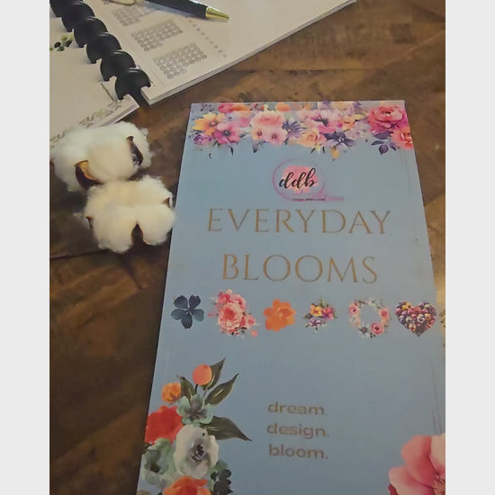 Video of Sticker Book Everyday Blooms by dream.design.bloom flipping through pages of boutique planner stickers for discbound planners, showcasing floral and functional designs