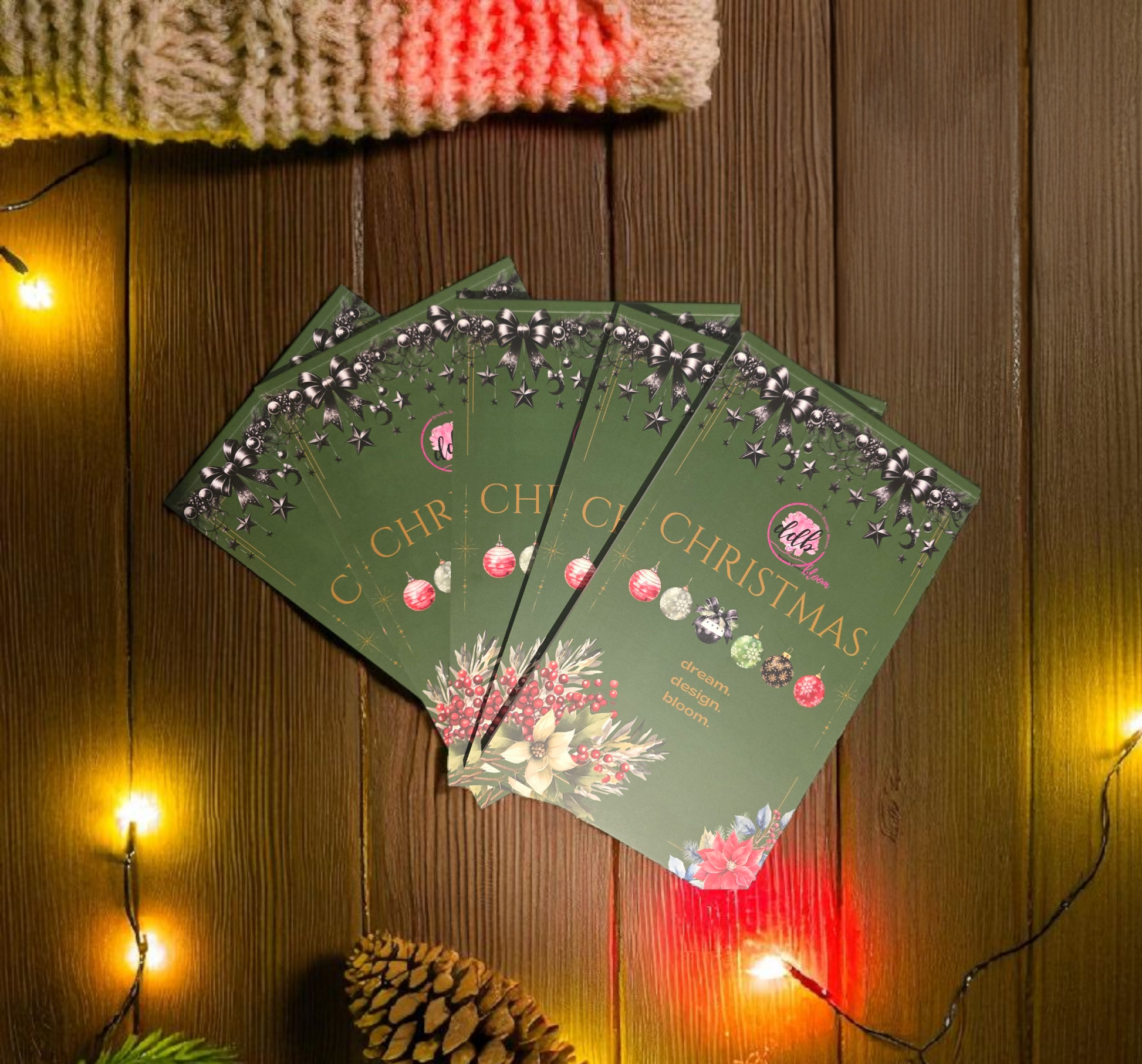 Sticker Book Christmas by dream.design.bloom, flatlay of multiple festive sticker books showing elegant planner sticker covers designed for discbound planners