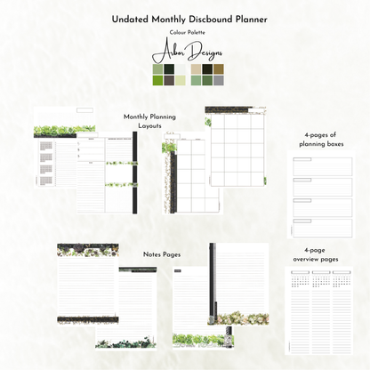 Undated Discbound Monthly Planner | Arbor Designs