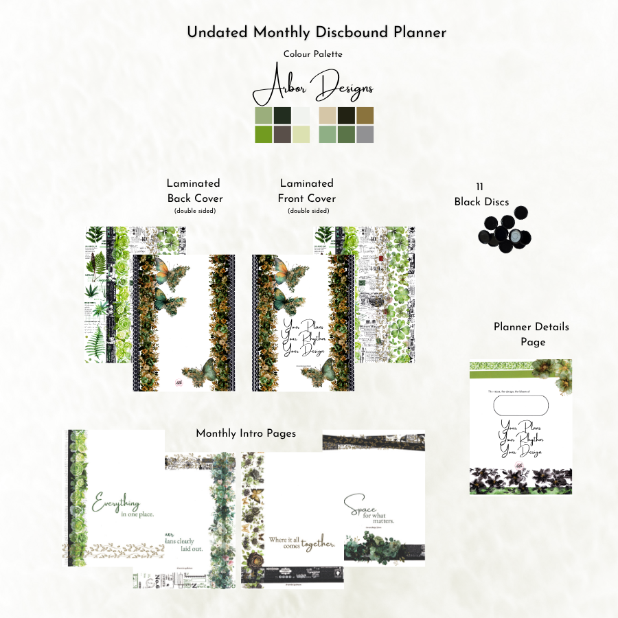 Undated Discbound Monthly Planner | Arbor Designs