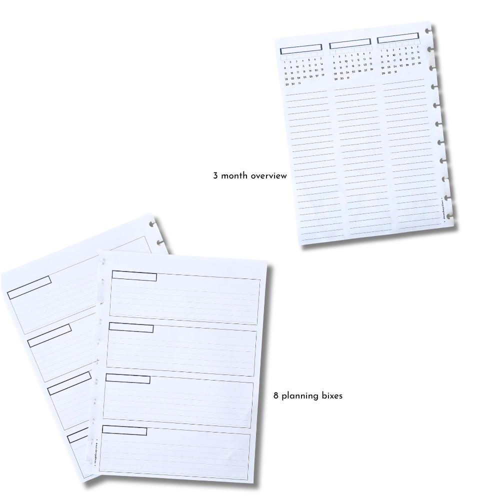 3-Month Undated Discbound Planner Inserts | Whisper Dreams