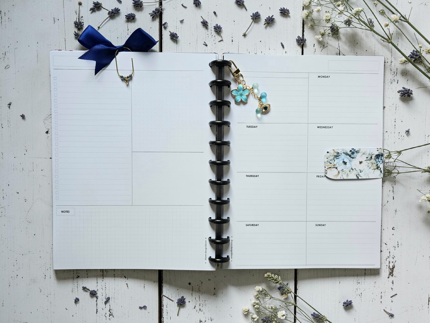 Undated Weekly Discbound Extension Inserts | Azure Blooms
