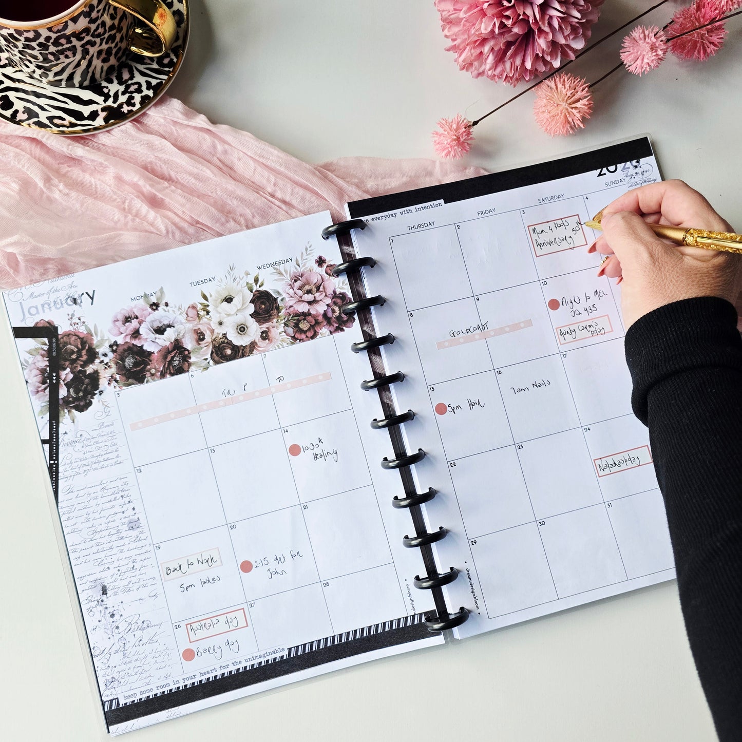 Undated Monthly Discbound Planner | Whisper Dreams