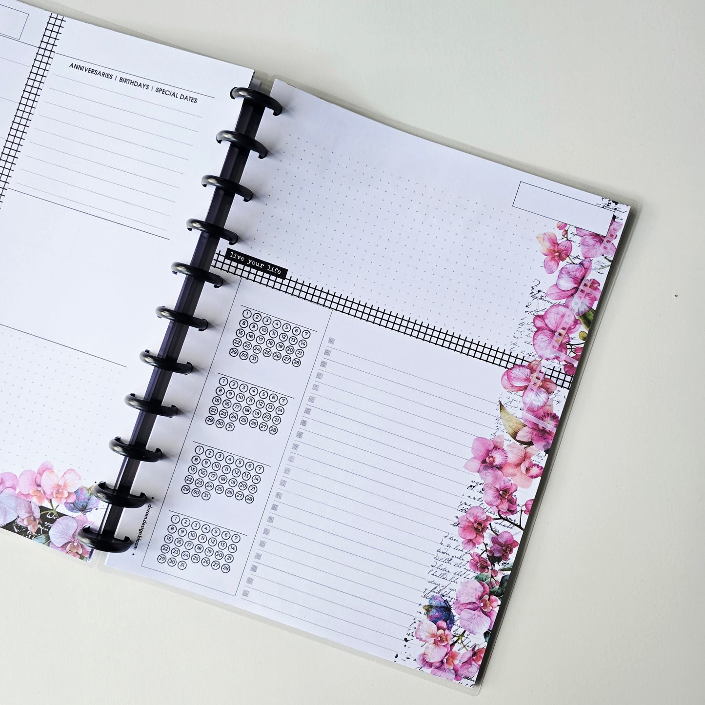 Undated Monthly Discbound Planner | Whisper Dreams